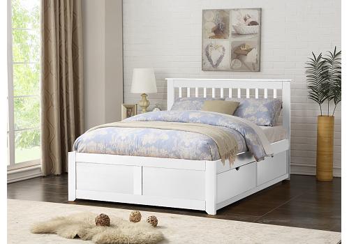 5ft King Size Pentre 2 Drawer Storage White Finish Wood Bed Frame 1